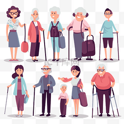 护理人员剪贴画一群老人和妇女拿