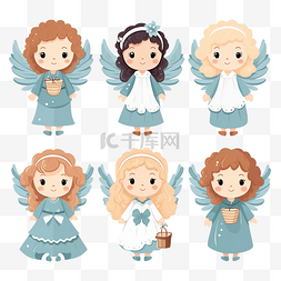 圣诞系列贺卡图片_平面设计中可爱的圣诞天使人物系