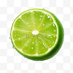 柠檬水滴图片_单个新鲜的绿色柠檬，滴有水滴，