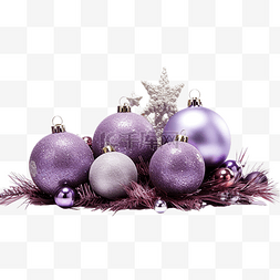 带闪光和紫色小玩意的圣诞中心装