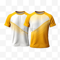白色t恤图片_白色和黄色运动球衣样机正面和背