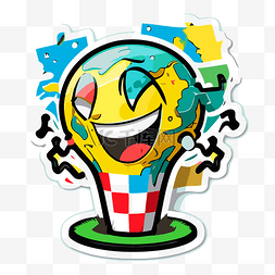 世界杯图片_灯泡中带有笑脸的贴纸 向量