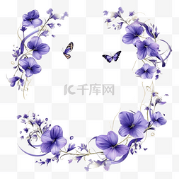 蝴蝶豌豆花卉框架背景一套