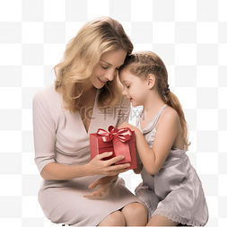 奶粉小包装图片_母亲闭着眼睛给女儿送圣诞礼物的