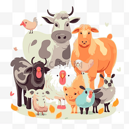 牲畜剪贴画卡通农场动物和他们的