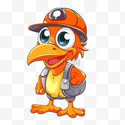 夹头剪贴画卡通鸟戴着橙色的帽子