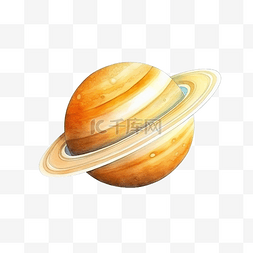 地球与空间图片_土星水彩水彩插图与太阳系行星