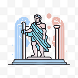神兽雕像图片_描绘古希腊英雄雕像的图标 向量