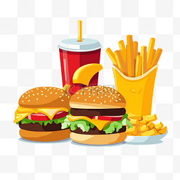 卡通快餐食物图片_麦当劳剪贴画汉堡包和薯条白色背