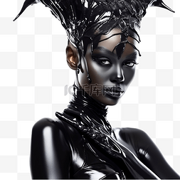 万圣节创意化妆主题黑体美女模特