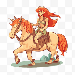 半人马剪贴画女人骑着红头发卡通