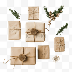 箱礼物礼物包装图片_自制包装圣诞礼物和环保装饰品