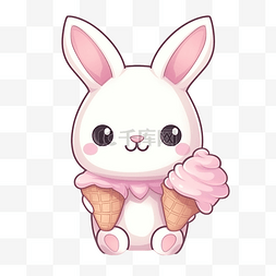 卡通动物图片_可爱的粉色动物冰淇淋卡通人物