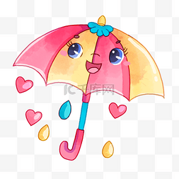 雨天打伞女孩图片_可爱表情包下雨打伞