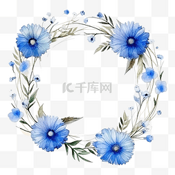 矢车菊图片_圆形框架与蓝色花朵矢车菊