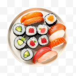 寿司摆在盘子上