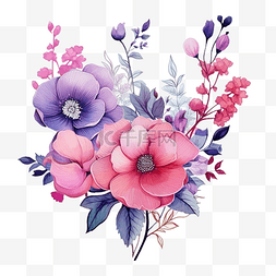 花与彩色粉紫色风格元素装饰