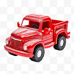 行驶在公路图片_红色玩具车的节日卡车在真正的雪