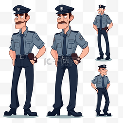 警察剪贴画卡通警察服装设计套装