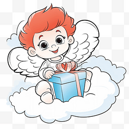 云上勾勒出的可爱丘比特婴儿卡通