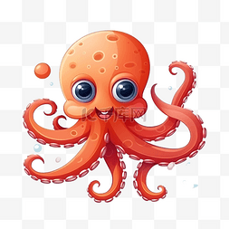 可爱的章鱼卡通海洋动物插画