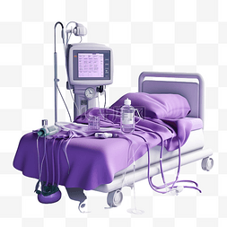 病人的床周围有脉搏计盐水软管听