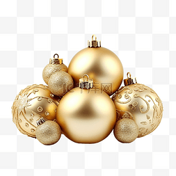 金色节日圣诞装饰品隔离在白色