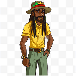 卡通黄色衬衫图片_牙买加剪贴画卡通人物，长发绺和