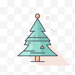 平面圣诞树线图标 向量