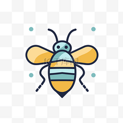 蓝色和黄色的蜜蜂图标风格矢量图