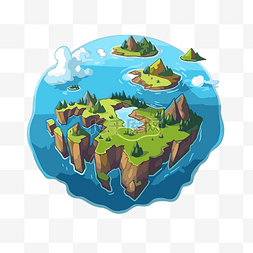 大陆剪贴画卡通风格被水包围的岛