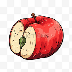 苹果一半图片_涂鸦卡通切片苹果