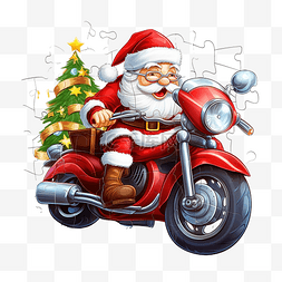 拼图图片_圣诞节期间，圣诞老人角色骑在摩