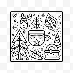 圣诞节标志来临组合物雪花鹿杯咖
