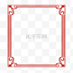 线条相框图片_边框红色复古简约新年花纹装饰相