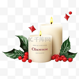优惠64图片_带蜡烛和叶子设计的圣诞销售