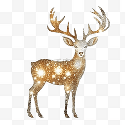 手绘画麋鹿图片_带有发光闪光的鹿系列