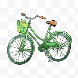 矢量篮子图片_自行车剪贴画绿色自行车带篮子矢