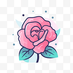 玫瑰为粉红色，扁平风格 向量