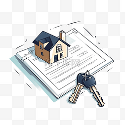 商业抵押图片_最小风格的房子钥匙和合同插图