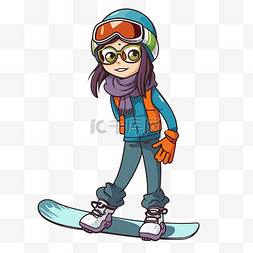 滑雪斜坡图片_单板滑雪剪贴画可爱的卡通女孩穿