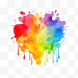 抽象彩虹色图片_彩虹色水彩颜料污渍