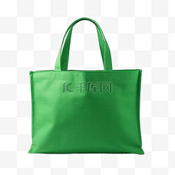 手提包布袋图片_绿色购物布袋与样机剪切路径隔离