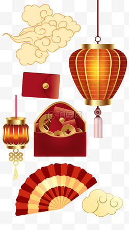 中国新年春节组图竖图灯笼红包