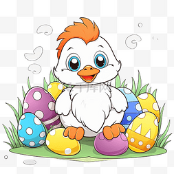 新孵化的复活节鸡儿童着色书矢量