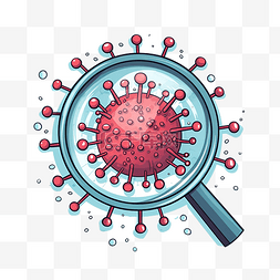 中正疾病图片_最小风格的放大镜和病毒插图