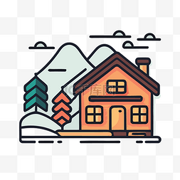 滑雪高清图片图片_山上的房子 向量