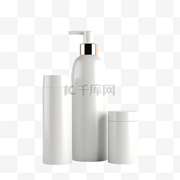 空白白瓶化妆品护肤品产品样机 3D
