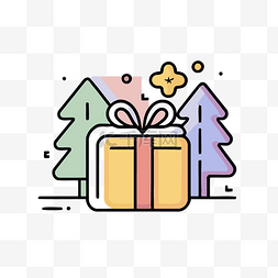 礼品盒和图片_平面设计中的礼品盒和树 向量
