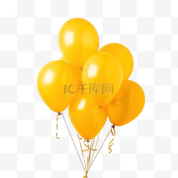 黄色气球生日庆祝的漂浮装饰